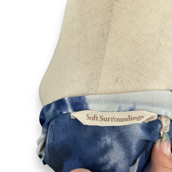 Soft Surroundings Top Size XS Blue Tunic Tank Boho Watercolor Layered Blouaw - Picture 10 of 12